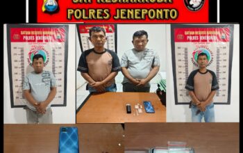 Satresnarkoba Jeneponto Tangkap Dua Pelaku Narkoba, Barang Bukti Sabu Disita