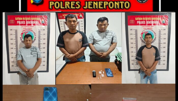 Satresnarkoba Jeneponto Tangkap Dua Pelaku Narkoba, Barang Bukti Sabu Disita