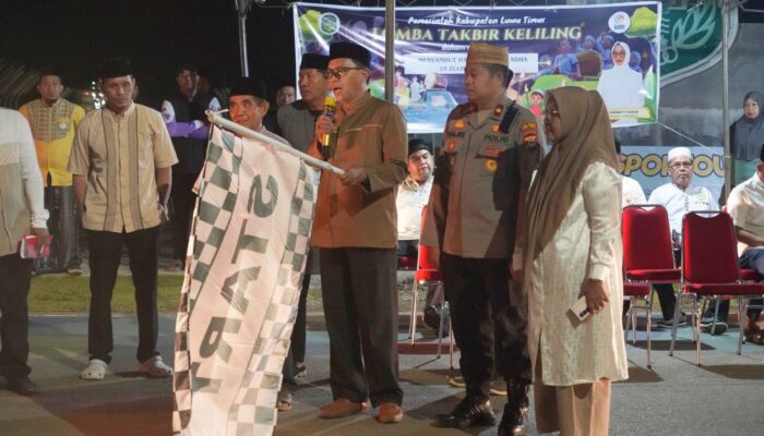 Gemuruh Takbir Warnai Malam Idul Adha di Malili, Sekda Lutim Lepas Peserta Takbir Keliling